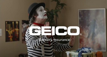 Lorin Eric Salm as mime roommate Jean-Pierre in a commercial for Geico Renters Insurance